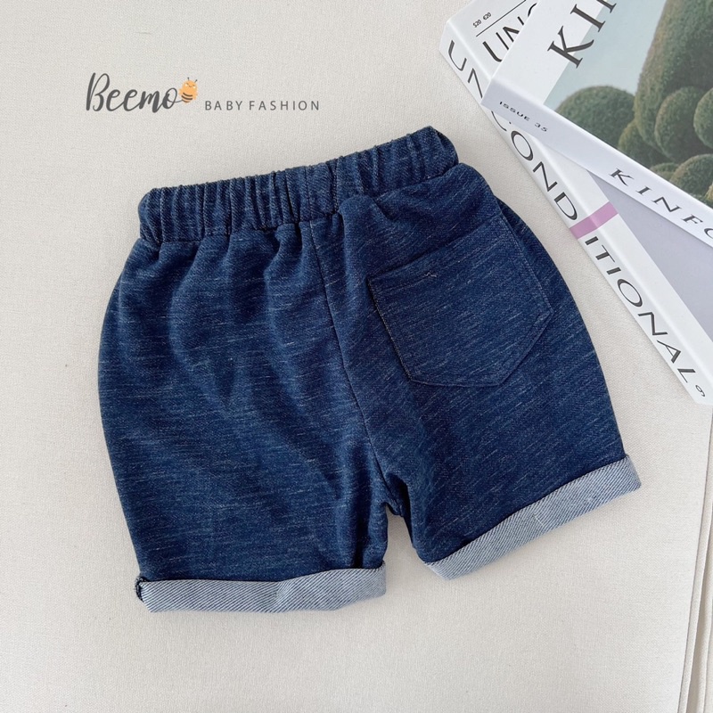 Quần short cotton da cá giả jean bé trai-MS48
