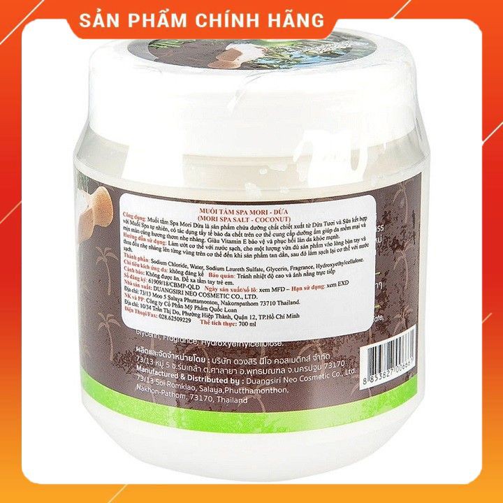 Muối tắm Spa tẩy da chết tinh chất Dừa thiên nhiên Mori 700g