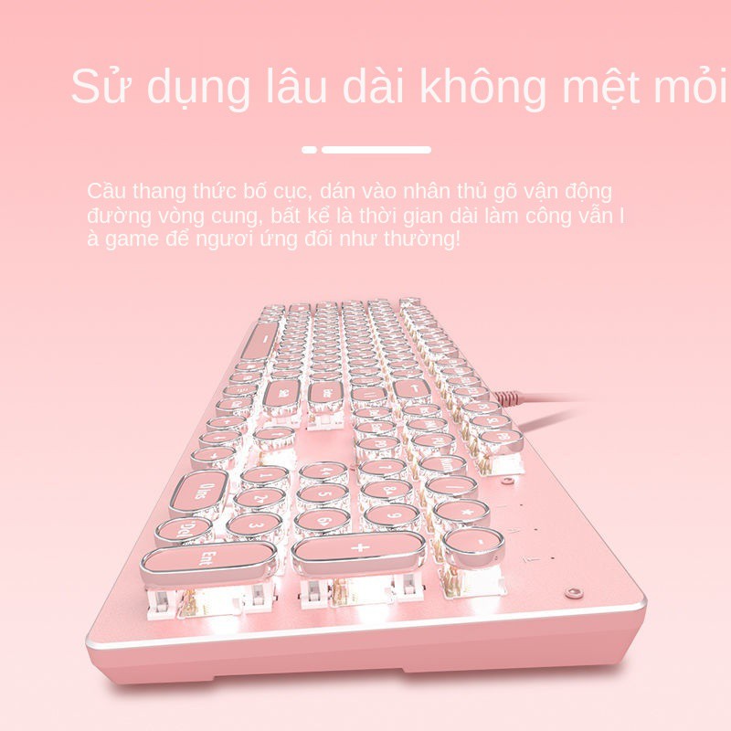Bộ chuột và bàn phím cơ không dây Foregoer ba mảnh có thể sạc lại tai nghe laptop màu hồng | BigBuy360 - bigbuy360.vn