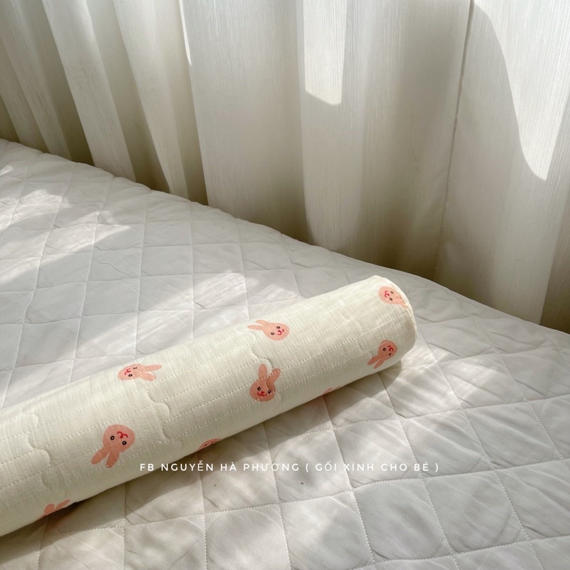 Gối ôm xô muslin chần bông cao cấp