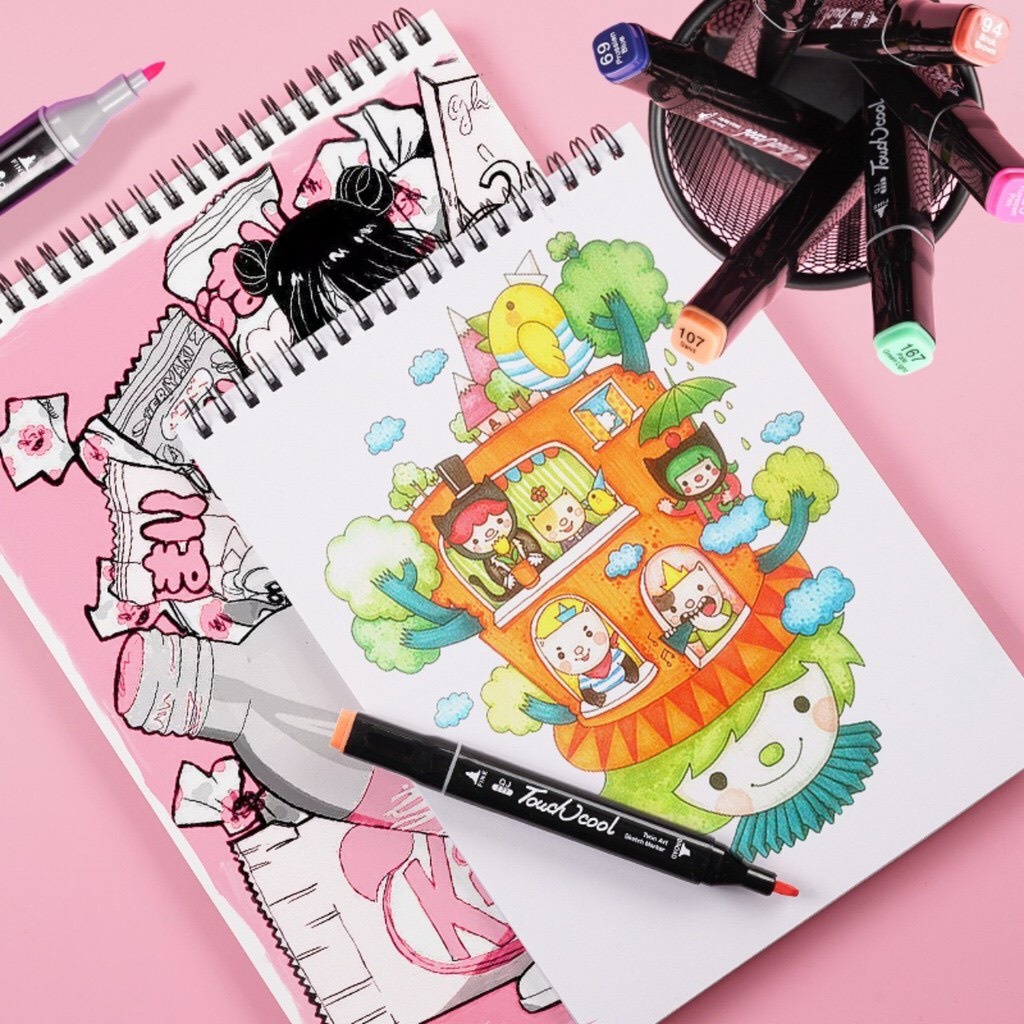 Bút màu Marker Touch Cool họa cụ tô màu dạ vẽ tranh anime Bộ 48 chi tiết