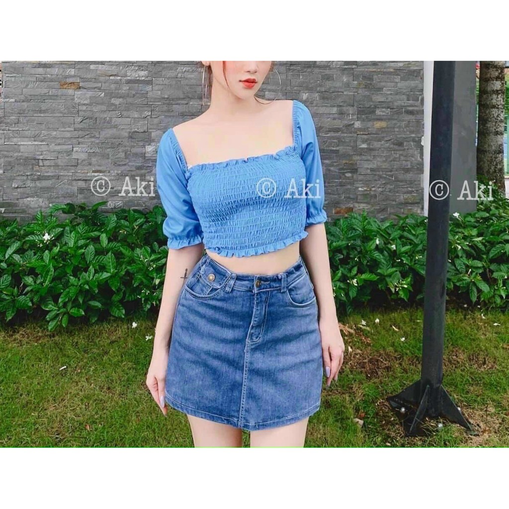 Quần Váy Jean Nữ Lưng Thun Dày Đẹp Siêu Co Giãn Có 2 Màu