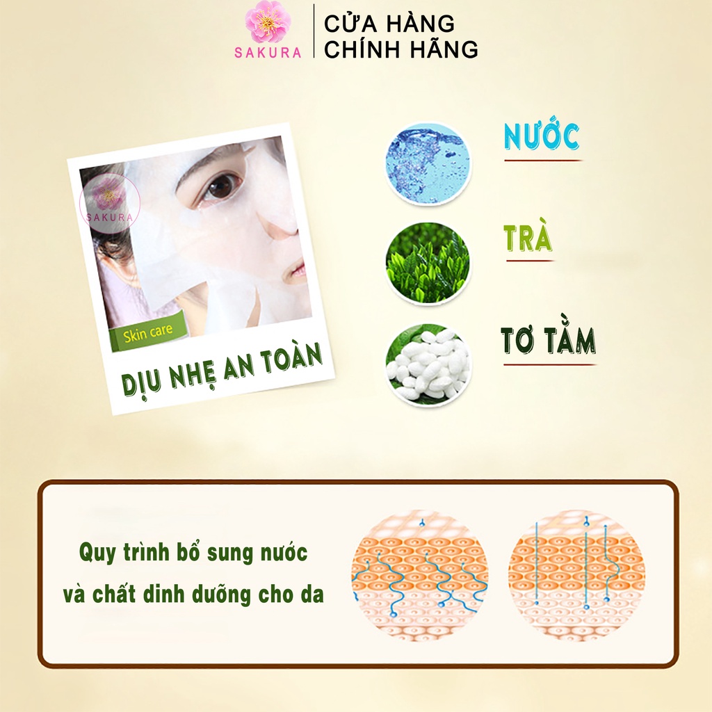 Mặt nạ giấy dưỡng da mụn cấp ẩm cấp nước thải độc dưỡng ẩm chống lão hoá Mask nội địa trung Images Bioaqua SAKURA 30ml