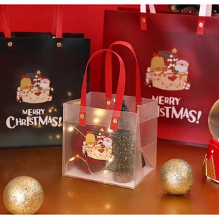Túi noel nhựa cứng trong suốt + đèn led 0,5m