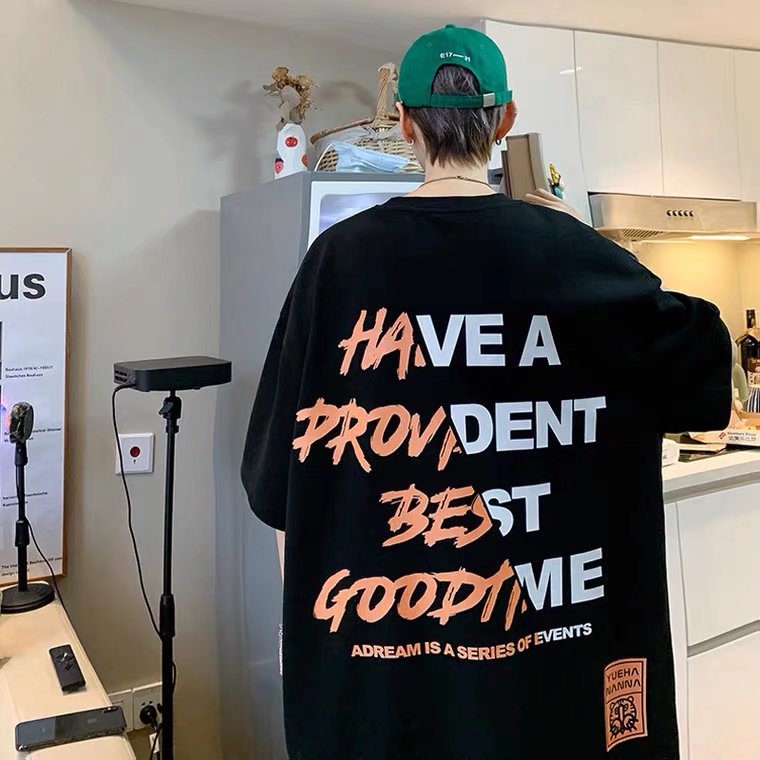 Áo Thun Tay Ngắn In Chữ Klein Màu Xanh Dương Phong Cách retro Dành Cho Nam Và Nữ