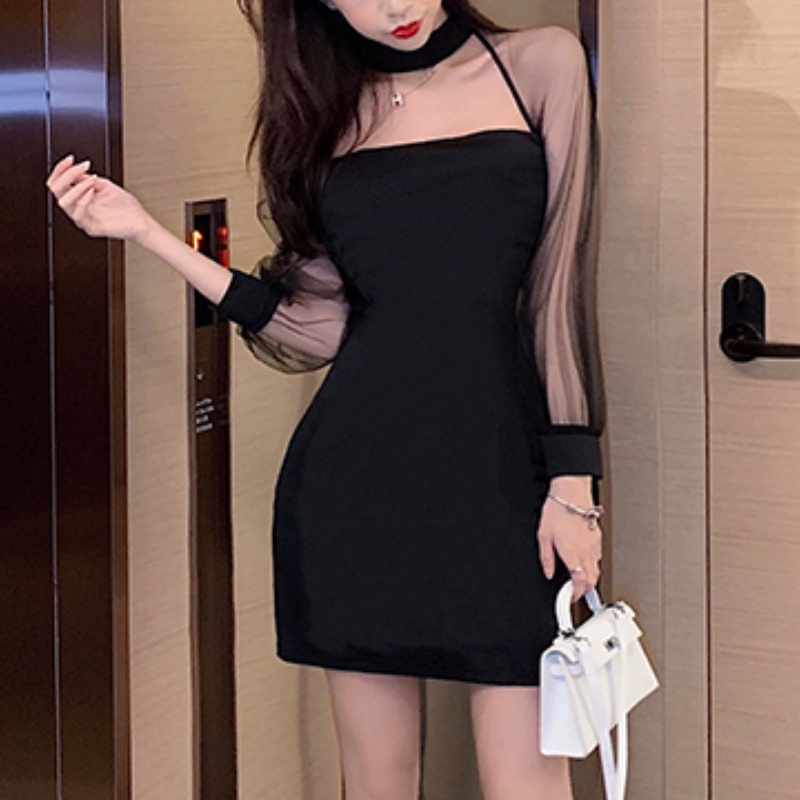 Đầm Đen Dáng Ôm Thời Trang Mùa Thu Quyến Rũ Cho Nữ