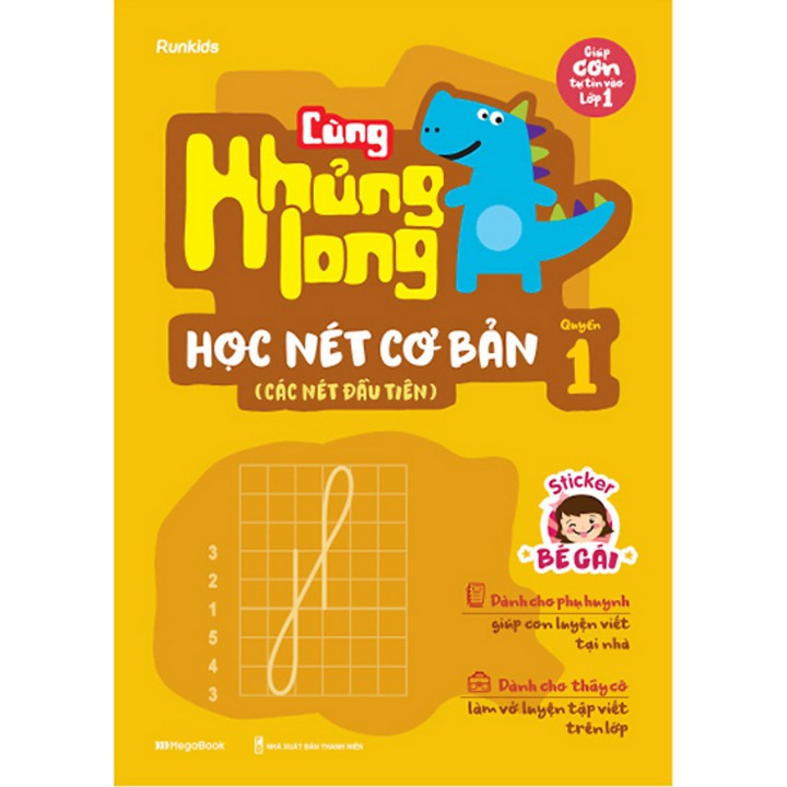 Sách - Cùng Khủng Long Học Nét Cơ Bản (Bé Gái) - Quyển 1