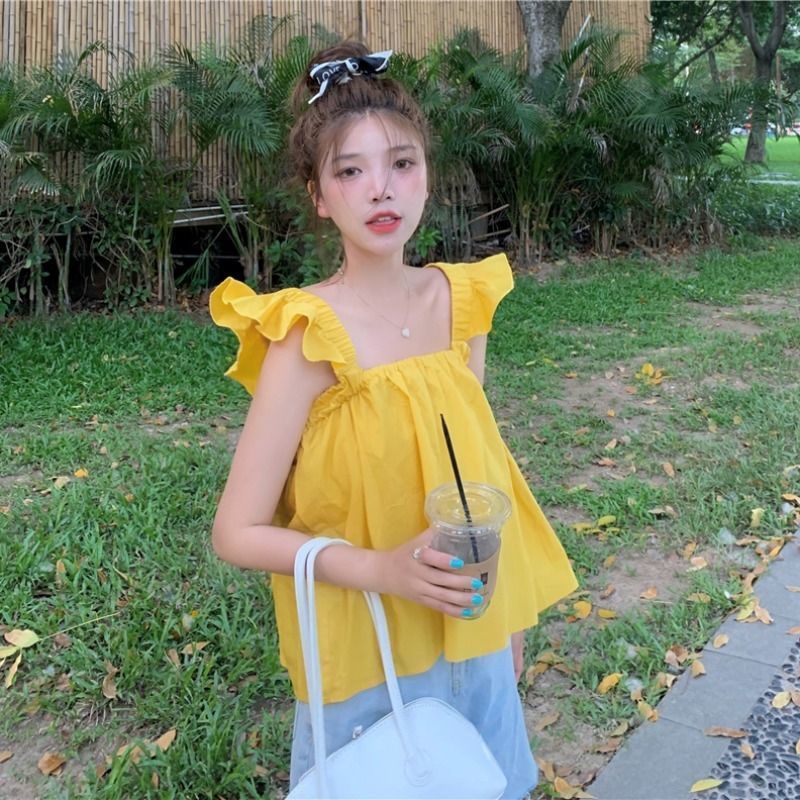 Áo hai dây cổ vuông dáng rộng thời trang dành cho nữ