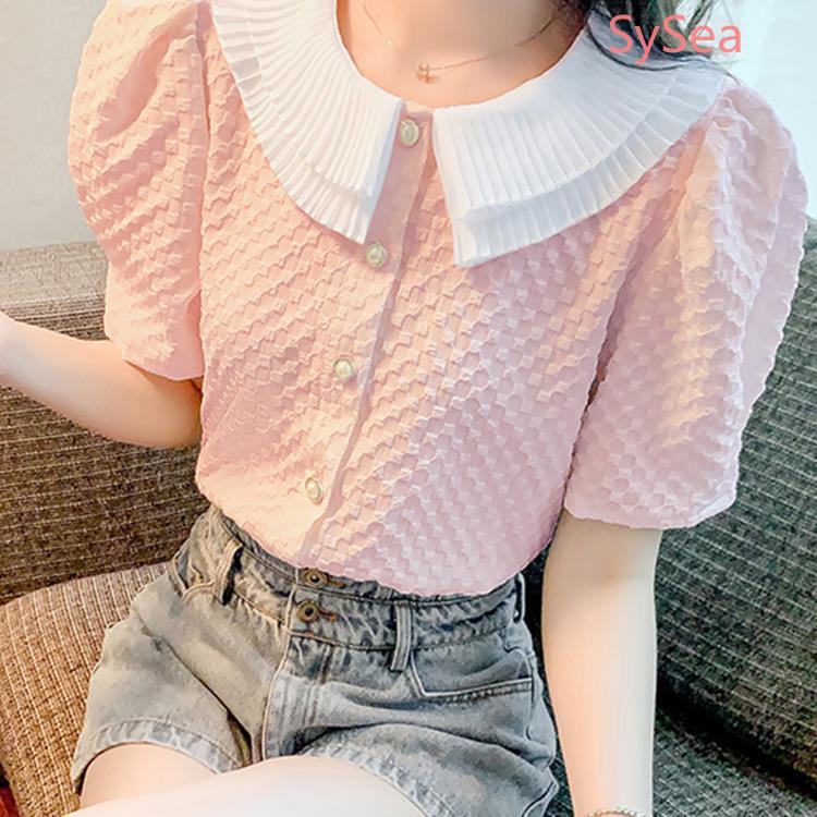 Áo Sơ Mi Chiffon Họa Tiết Sọc Caro Phong Cách Hàn Quốc