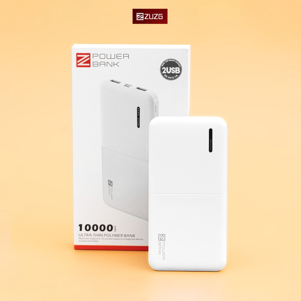 Sạc dự phòng 10000mAH 2 cổng J01 - Z1 Hàng chính hãng ZUZG