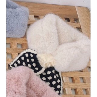 Khăn quàng cổ lông mềm, nơ chấm bi cute