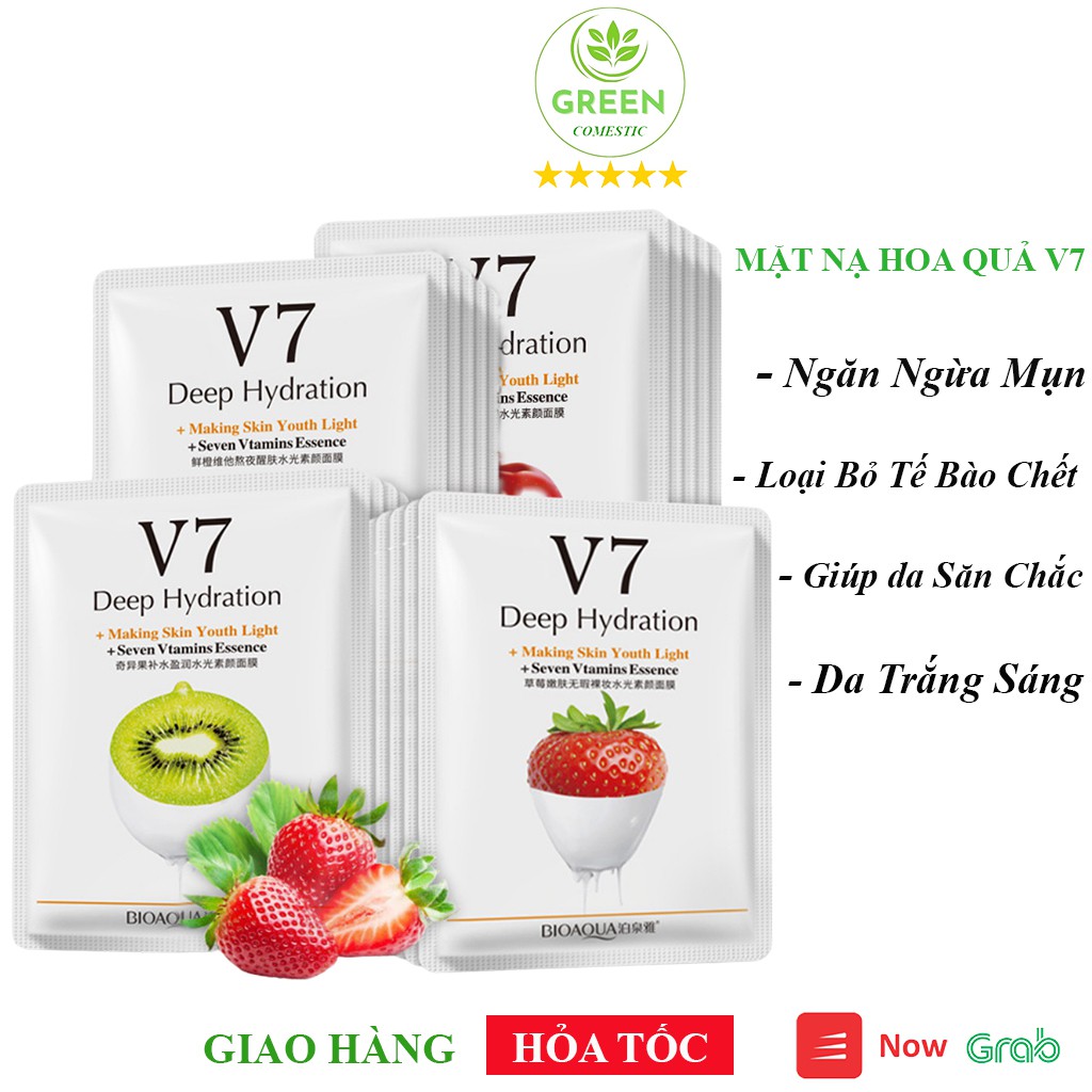 Mặt Nạ Dưỡng Da V7 – Mặt Nạ Dưỡng Trắng Da 003 Giảm Mụn Mờ Thâm V7- Green Commestic