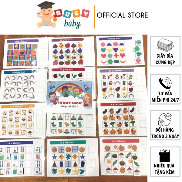 Học liệu giáo dục sớm tư duy logic cái gì tiếp theo BUSY BABY, giáo cụ mầm non đồ chơi trẻ em