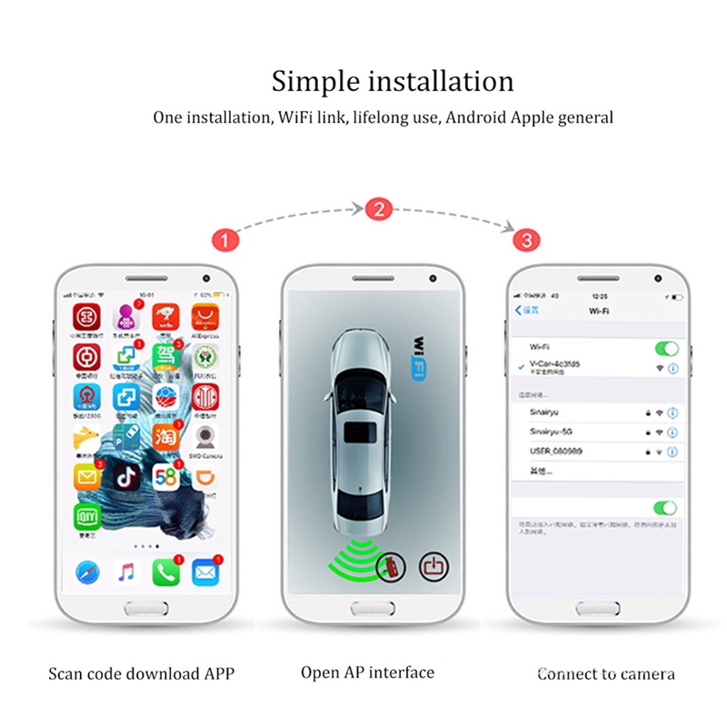 Camera Lùi Xe Hơi Không Dây Wifi Tầm Nhìn Ban Đêm | BigBuy360 - bigbuy360.vn