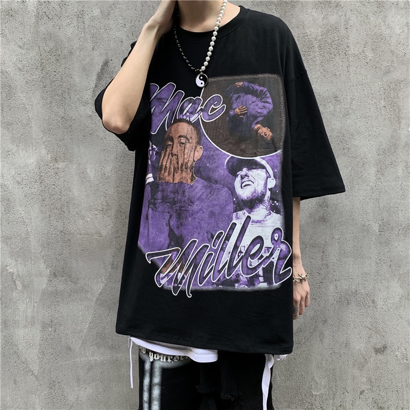 Áo thun unisex tay lỡ dáng rộng in hình rapper phong cách Hip Hop đường phố cho nam và nữ MT14