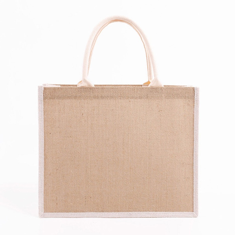 Túi Tote Vải Bố Phối Sợi Đay Cotton Mềm Có Tay Cầm Có Thể Tái Sử Dụng