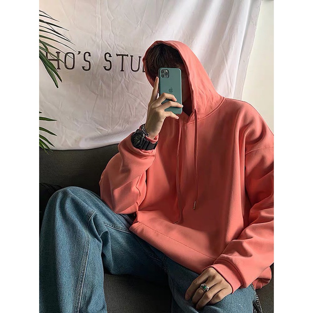 Áo hoodie trơn nỉ bông Unisex PPMEN form rộng phong cách Ulzzang | BigBuy360 - bigbuy360.vn