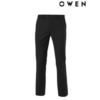 Quần tây OWEN màu đen trơn - Dáng Regular Cạp chun tăng đơ co giãn