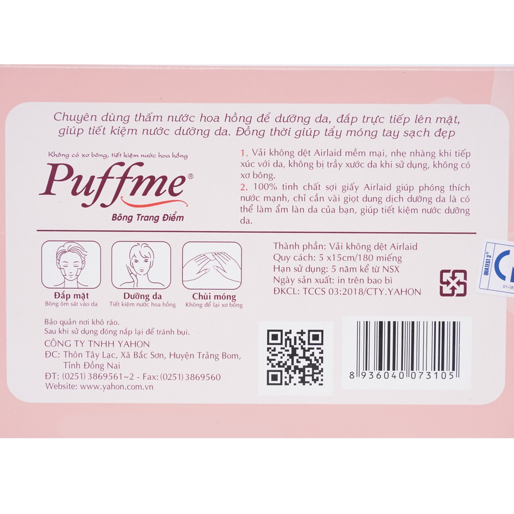 Bộ 3 BÔNG DƯỠNG DA PUFFME AIRLAID 180 MIẾNG