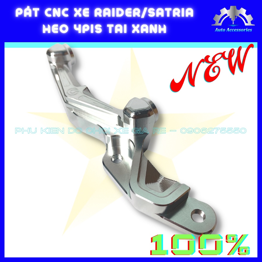 PÁT CNC - Pát Trước Raider Satria gắn Heo Dầu 4pis Lớn BRCMBE 50A (Heo Tai Xanh) đi đĩa size ZIN theo xe size 290mm
