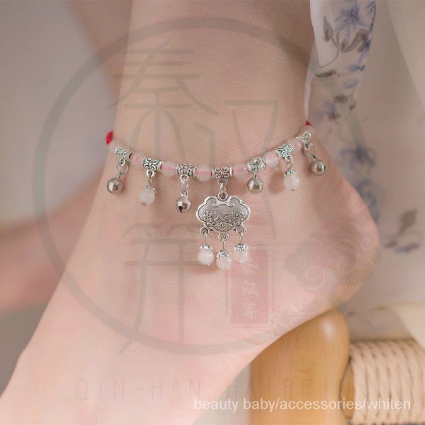 Lắc chân dây thừng bện màu đỏ phong cách cổ điển kiểu dáng thời trang