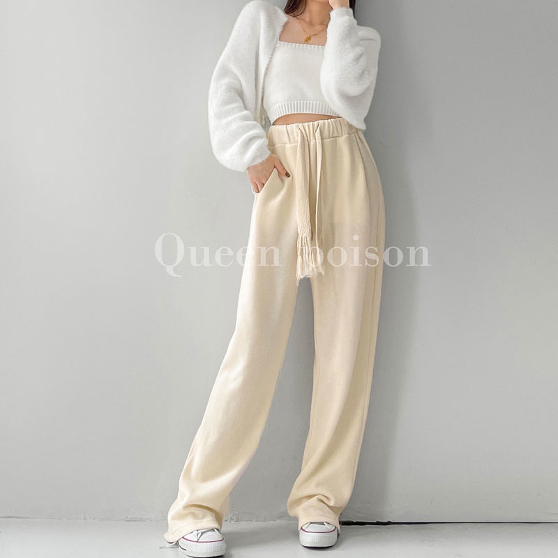 Quần Ống Rộng Lưng Cao Phong Cách Hàn Quốc 2022 Mới Dành Cho Nữ