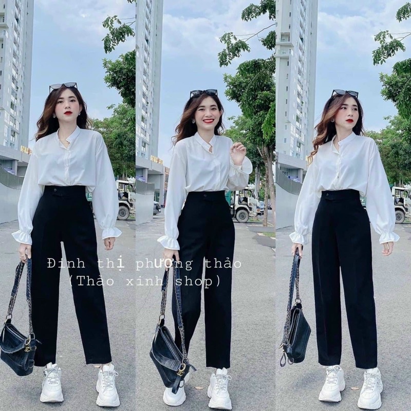 Quần tây baggy vải QC cạp siêu cao chất umi Hàn form chuẩn đẹp (ảnh thật_annstore)