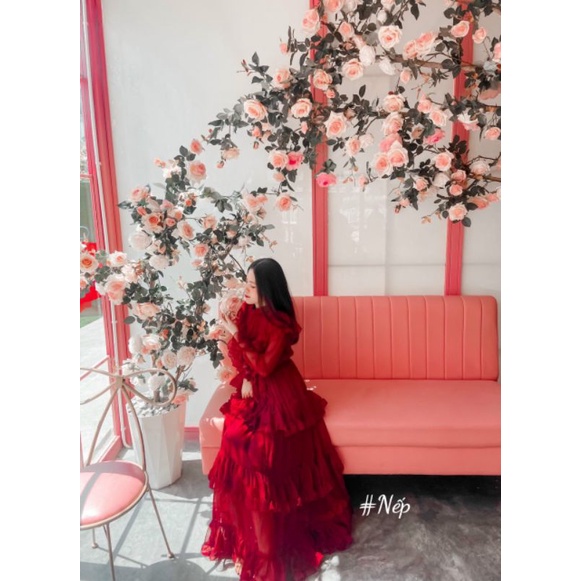 Váy maxi tơ bèo tầng