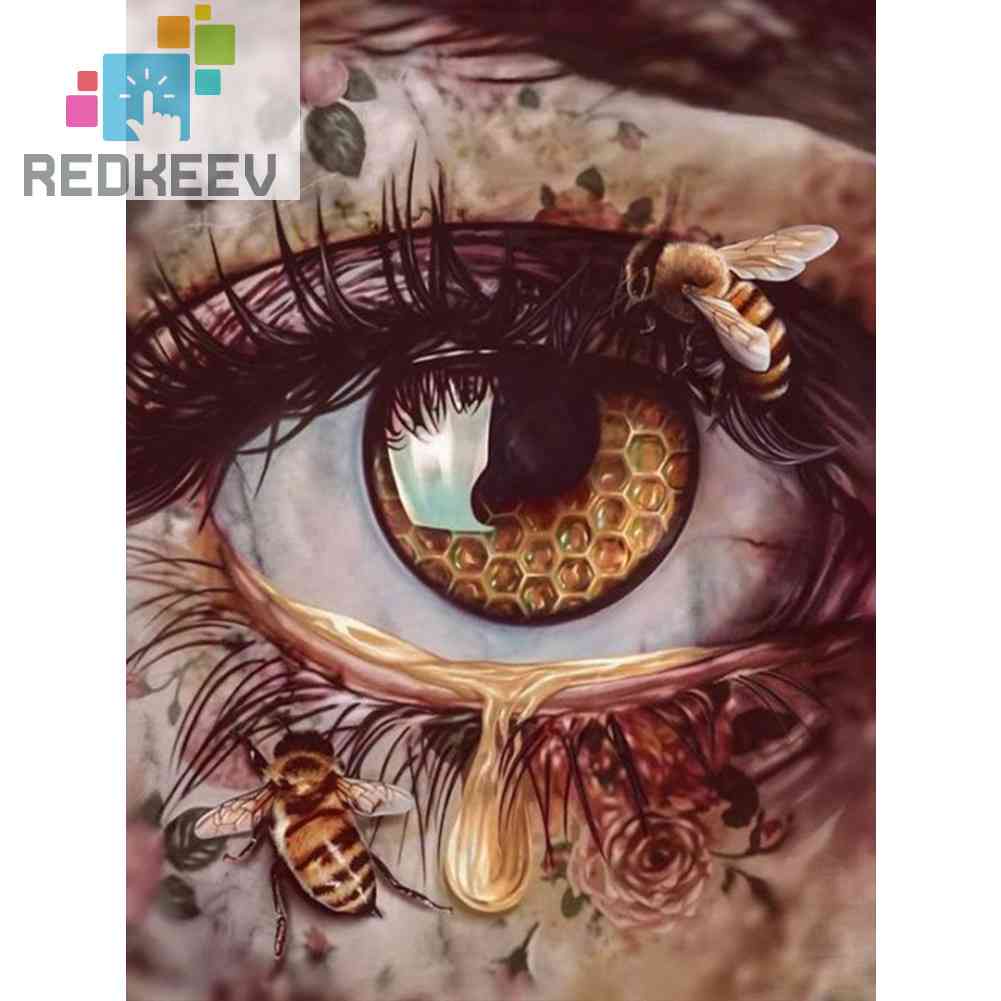 Bộ Tranh Đính Đá 5D Toàn Diện Họa Tiết Đôi Mắt Trừu Tượng Độc Đáo DIY