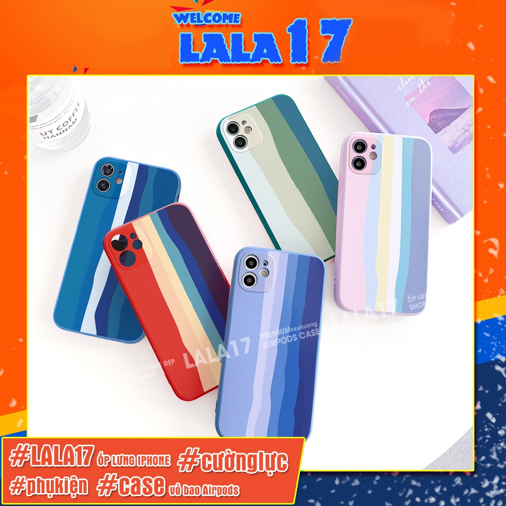 Ốp lưng iphone đẹp màu cầu vồng Color Mojito cạnh vuông BVC 6/6plus/6s/6splus/7/7plus/8/8plus/x/xr/xs/11/12/pro/max/plus
