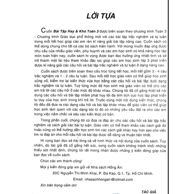 Sách - Bài Tập Hay Và Khó Toán 3 - ( Tập 1 + Tập 2 )