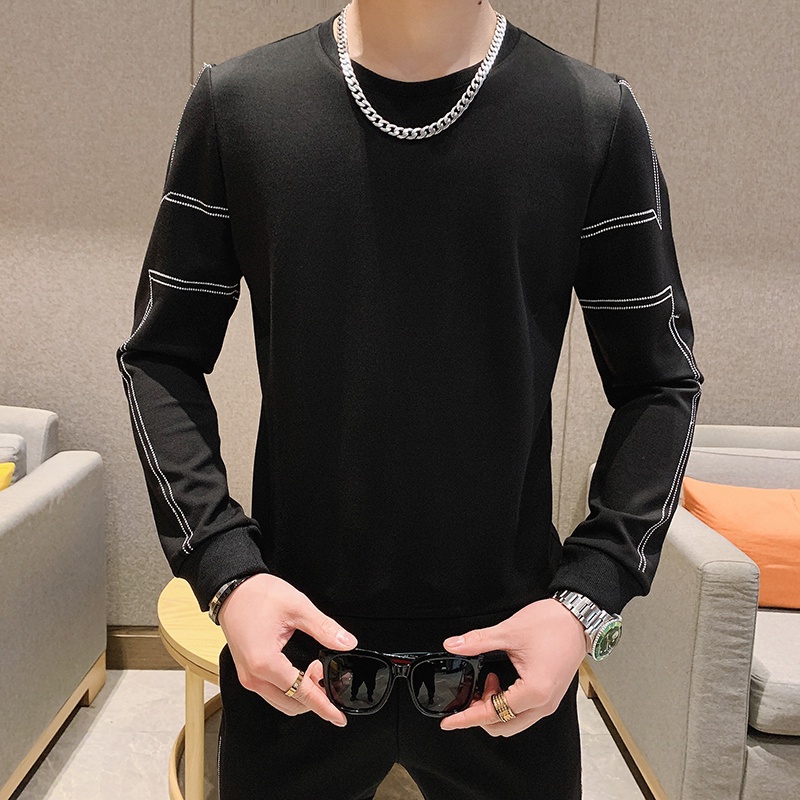 Bộ đồ thể thao Nam Hàn Quốc Áo len mỏng giản dị Cá tính Bộ hai mảnh, Nỉ Ngoại Dày Dặn Ấm Áp