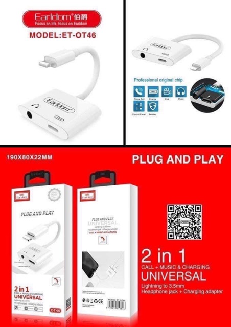 [ĐÀM THOẠI] Jack chuyển Tai nghe lingtning Iphone sang 3.5 OT46 EARLDOM