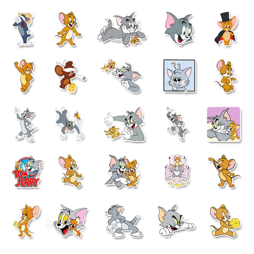 LANFY Mini Tom &amp; Jerry Stickers Label Graffiti Stickers Stationery Stickers Guitar Waterproof Kawaii Luggage Cartoon Decoration Skateboard Decals