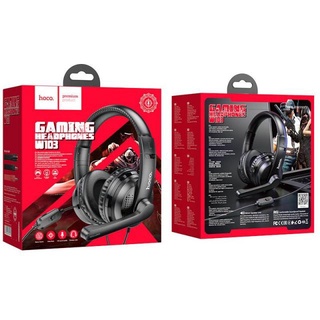 ✅tai gaming✅tai nghe dây game thủ, tai nghe chụp tai hoco w103 có mic kèm jack cắm 3.5mm