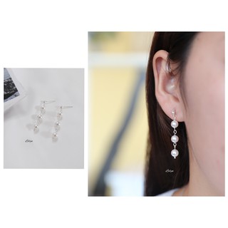 Khuyên tai Bông tai bạc ngọc trai Swarovski handmade 3 nấc thời trang cao cấp E001