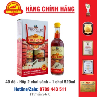 Nước mắm Khải Hoàn - Phú Quốc  40 độ - chai 520ml ( Hộp 2 chai )