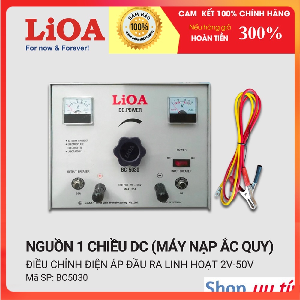 Máy nạp ắc quy LiOA BC5030 - Máy sạc bình 12V 24V 36V 48V dòng 30A cho oto, máy xúc, máy cẩu