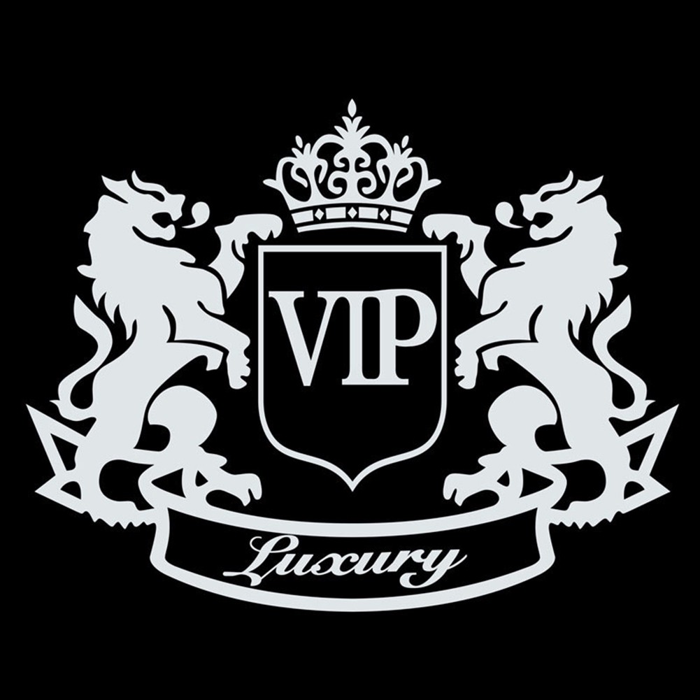 Decal dán xe hơi / xe máy trang trí hình sư tử chữ Double Lion Crown VIP