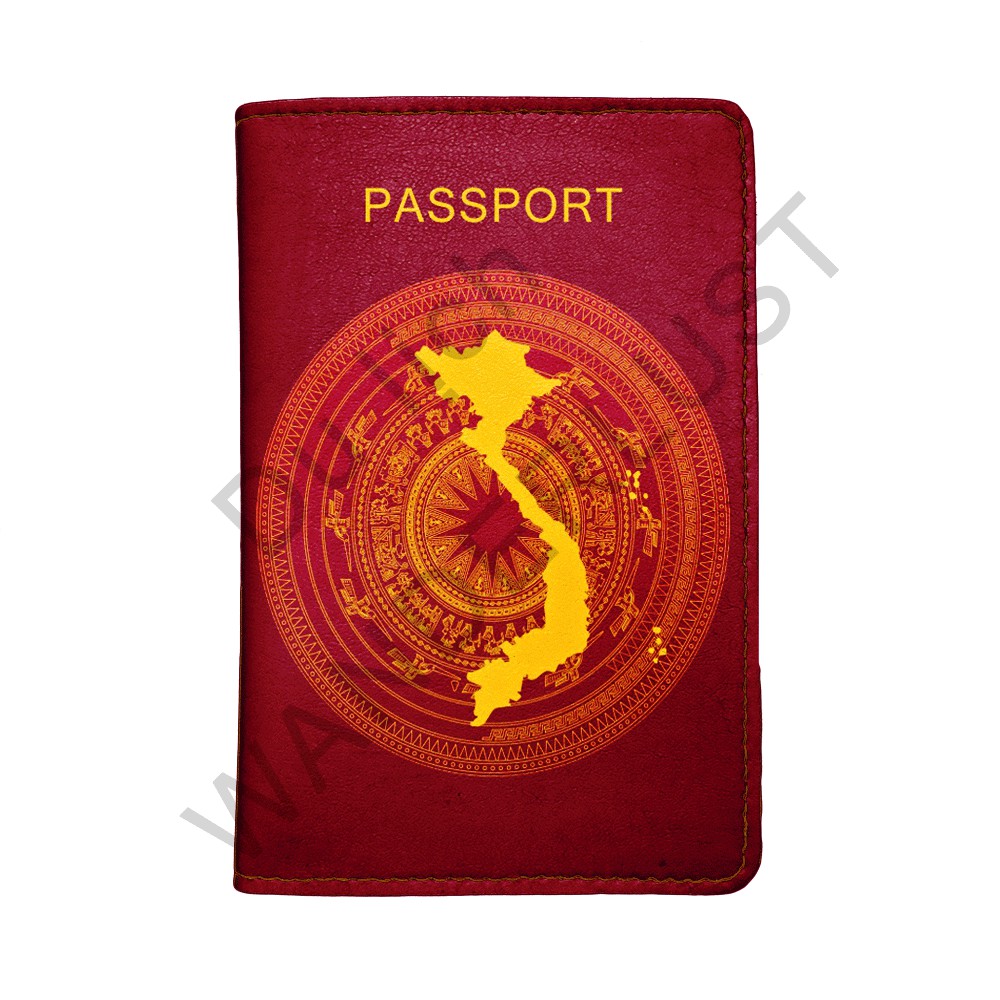 Bao da passport/hộ chiếu cao cấp In hình trống đồng cực chất [Có thể in tên theo yêu cầu]