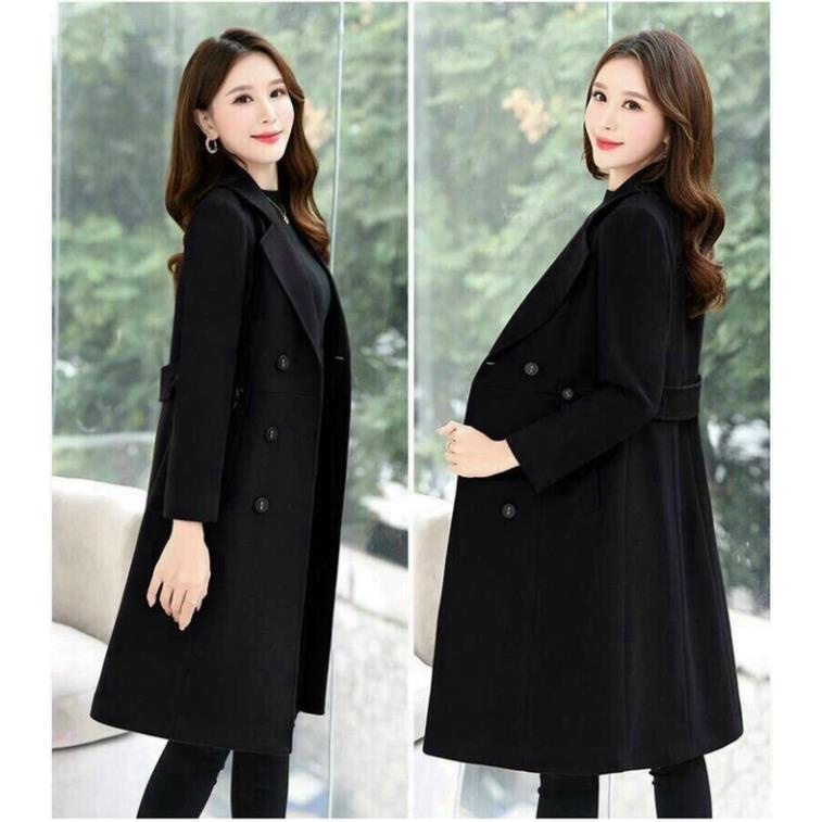 Áo khoác dạ nữ dáng dài cổ vest 6 nút siêu sang - DTL09475 -