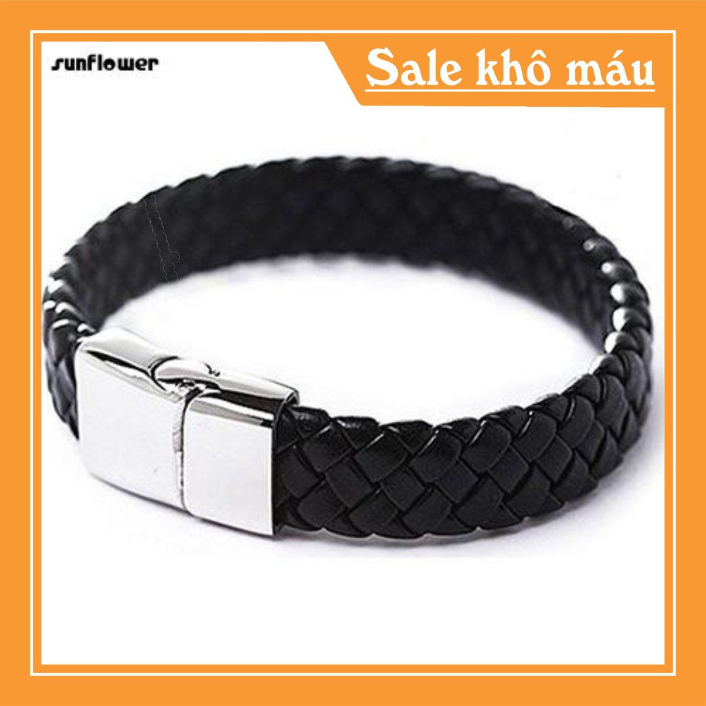 Vòng Đeo Tay Bện dây giả da kiểu dáng vintage thời trang cho nam