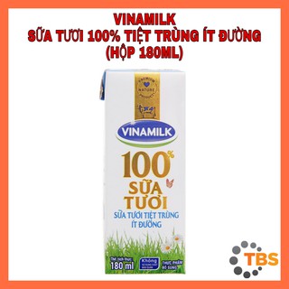 [VINAMILK-SỮA TƯƠI ÍT ĐƯỜNG] SỮA TƯƠI VINAMILK 100% TIỆT TRÙNG ÍT ĐƯỜNG, HỘP 180ML