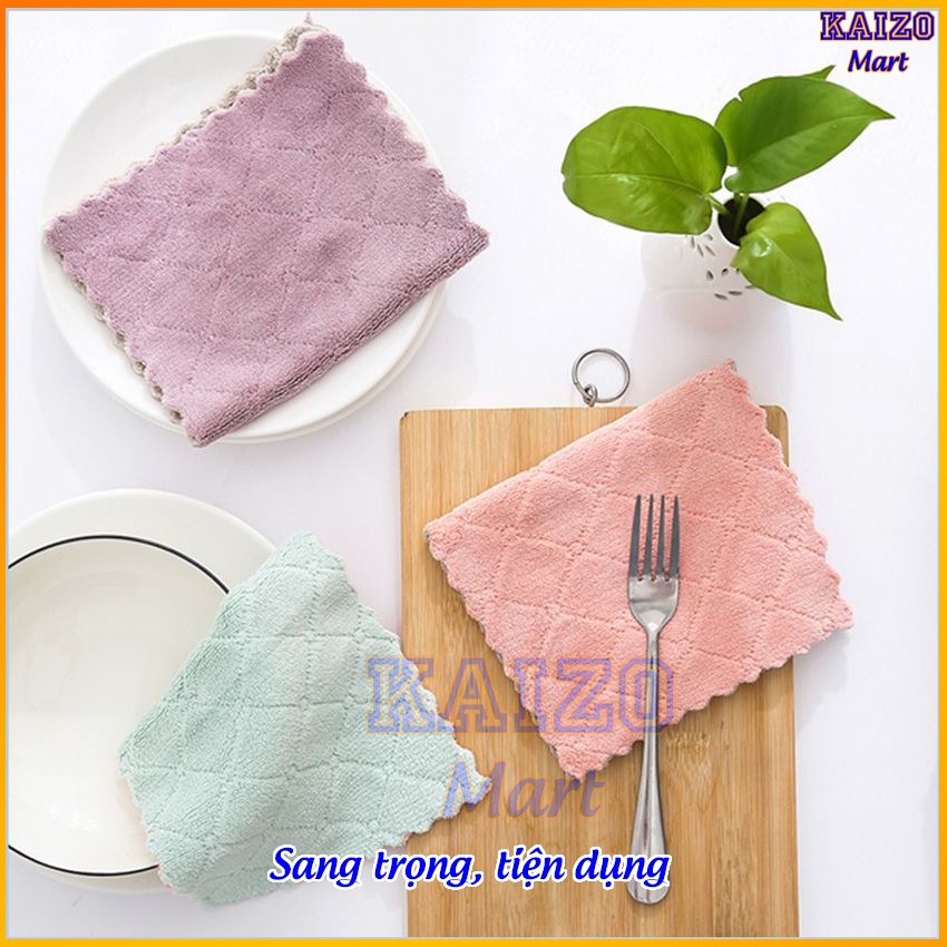 Khăn lau bếp đa năng siêu thấm nước lau mặt lau tay nhà bếp kích thước 15x25cm 2 mặt lông mềm mịn Mianz Store