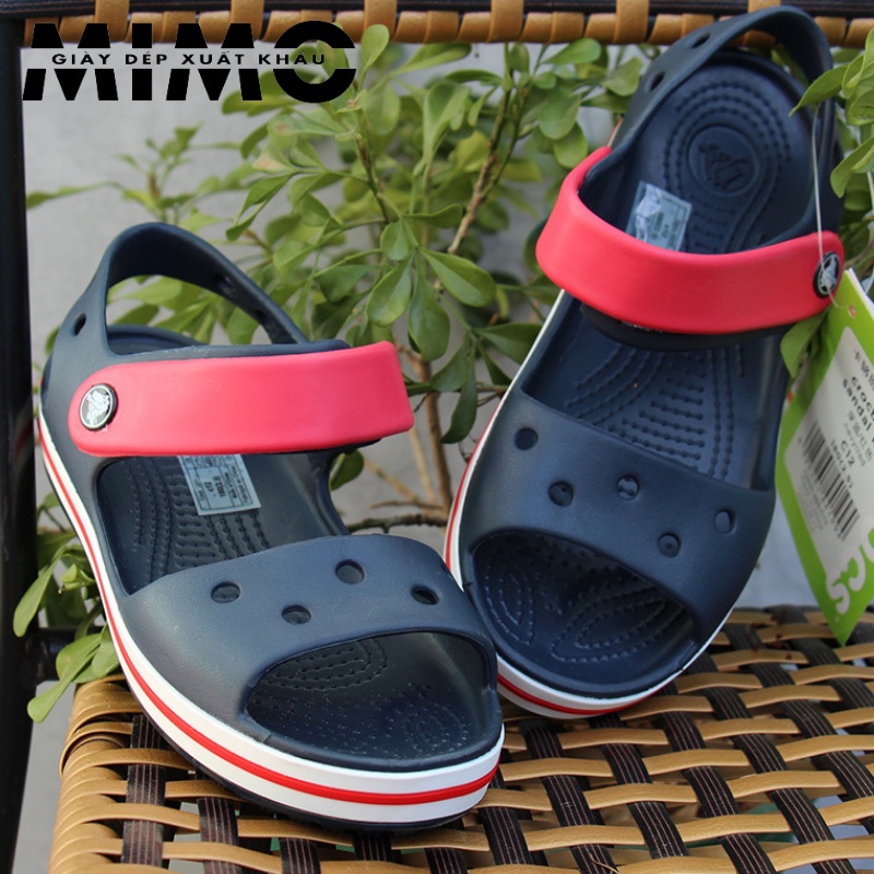 [Tặng 10 nút gắn] - Sandal Baya trẻ em màu navy quai đỏ, dép nhựa đi mưa êm nhẹ, chống trơn trượt cho bé