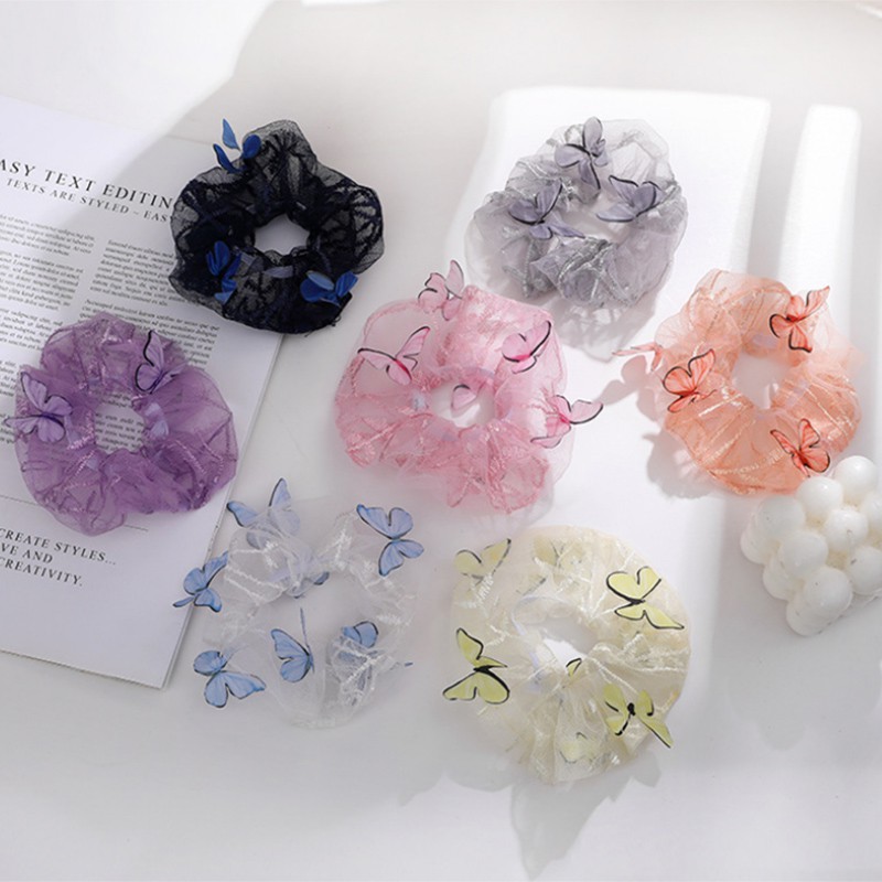 Dây Buộc Tóc Co Giãn Hình Bướm Thời Trang Cho Nữ (Hair Scrunchies)