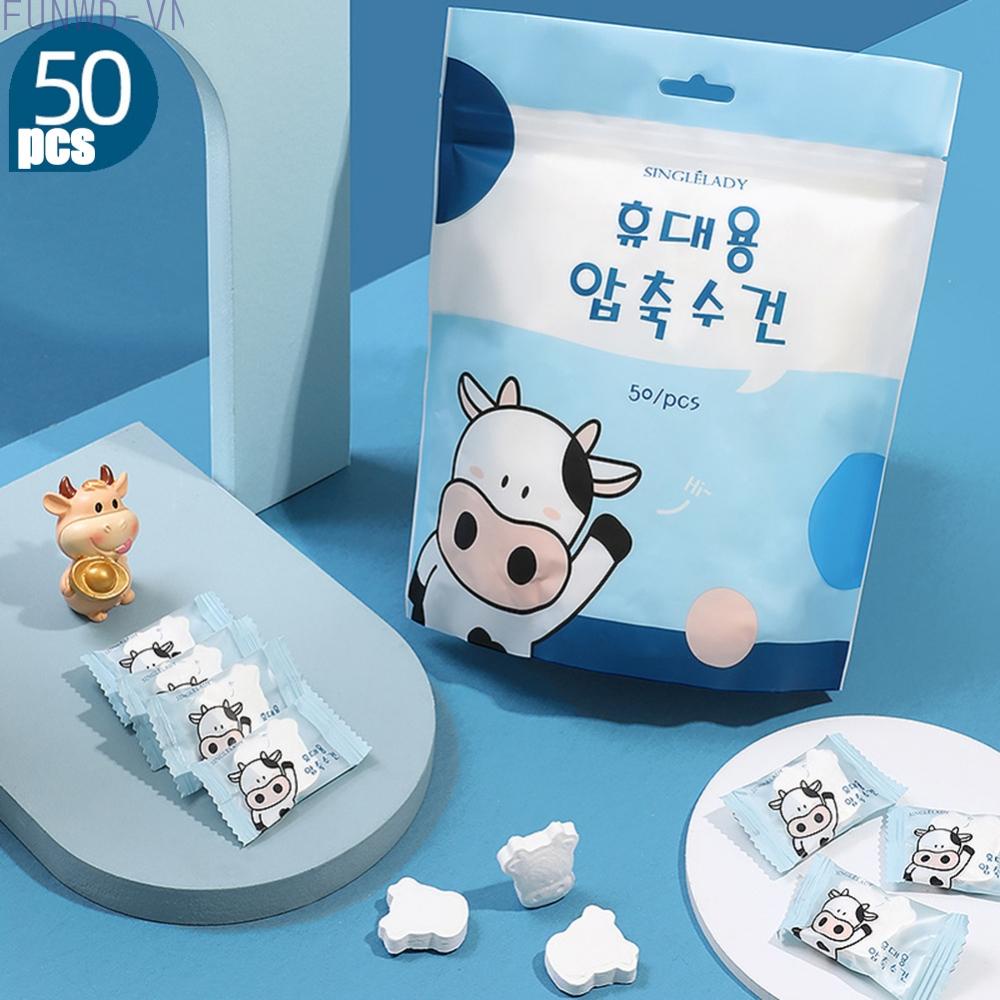 Set 50 Khăn Mặt Cotton Dạng Nén Tiện Dụng