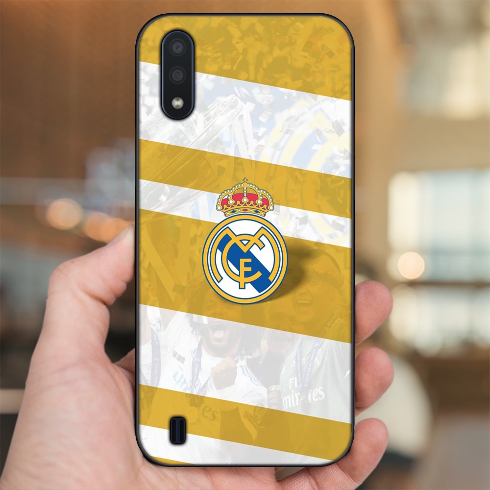 Ốp lưng Samsung A01 viền đen in hình Real Madrid