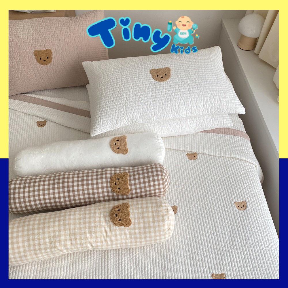 Gối Ôm Tròn Cho Bé Hình Gấu Nâu Cotton Cao Cấp Hàn Quốc - Tiny Kids