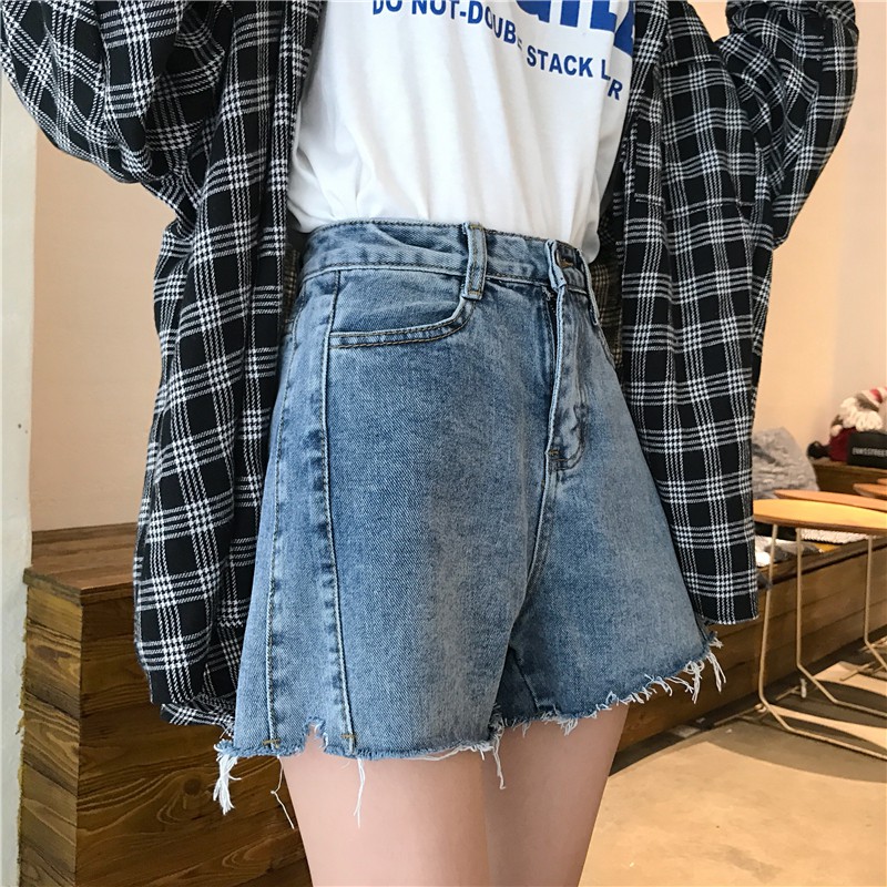 Quần short denim ống rộng lưng cao theo phong cách Hàn Quốc Xiaozhainv | BigBuy360 - bigbuy360.vn